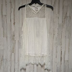 Elegant Lace Trim White Top